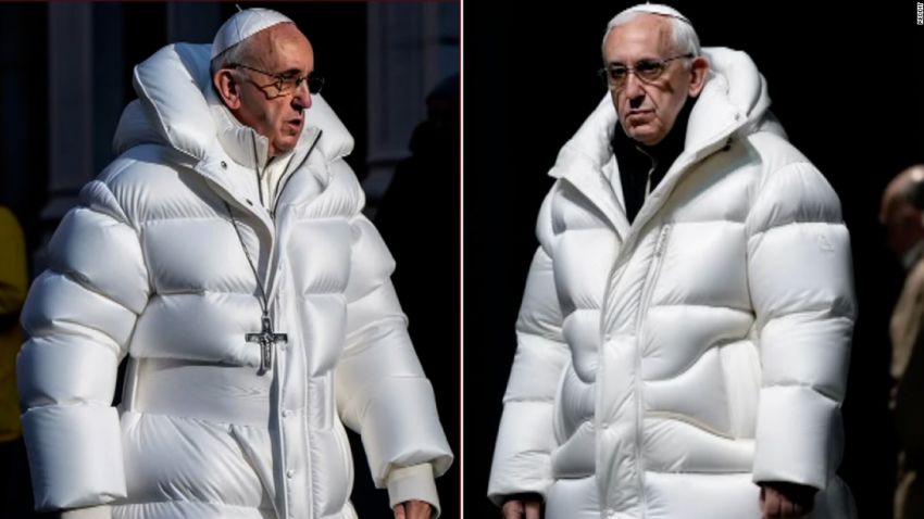 pope francis puffer jacket fake ai generated