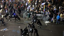 Protesters clash with the police during a rally against the Israeli government's judicial reform in Tel Aviv, Israel on March 27, 2023. 