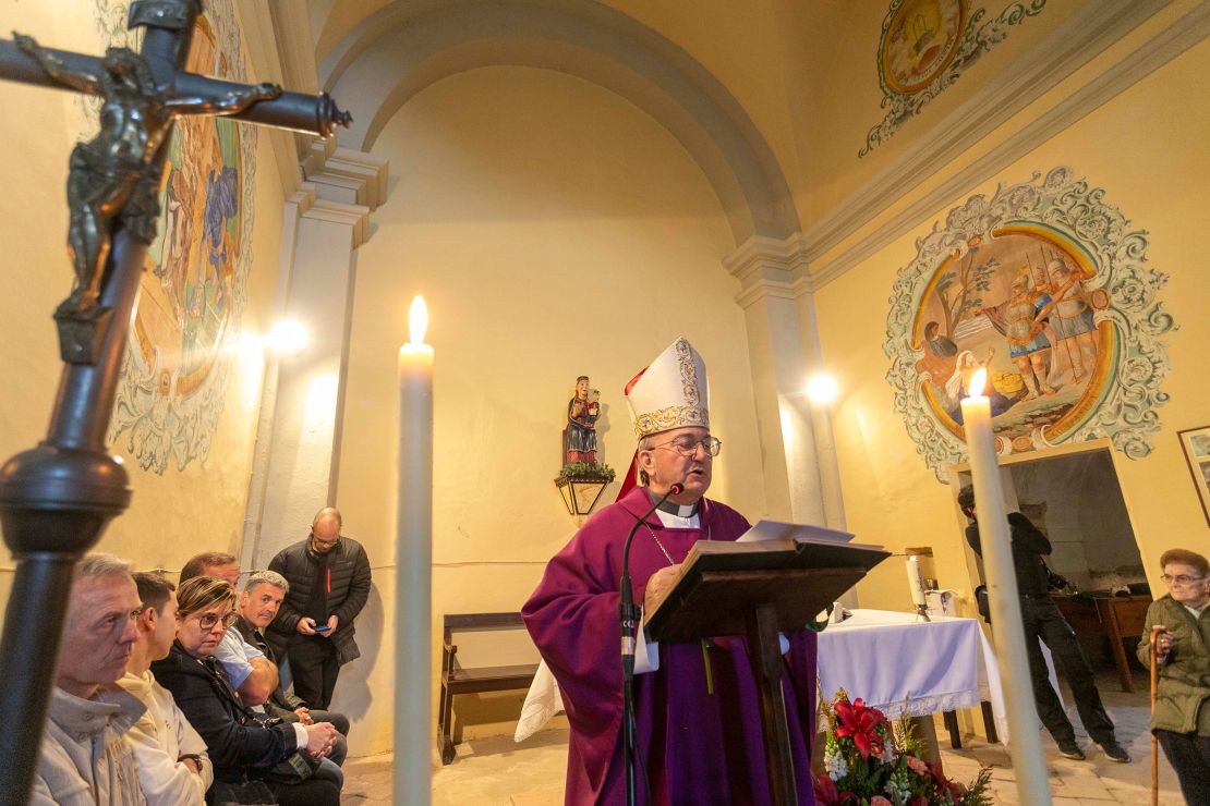 A mass "to ask for rain" in the church of Mare de Deu dels Torrents, in in L'Espunyola, Spain, on March 26, 2023 