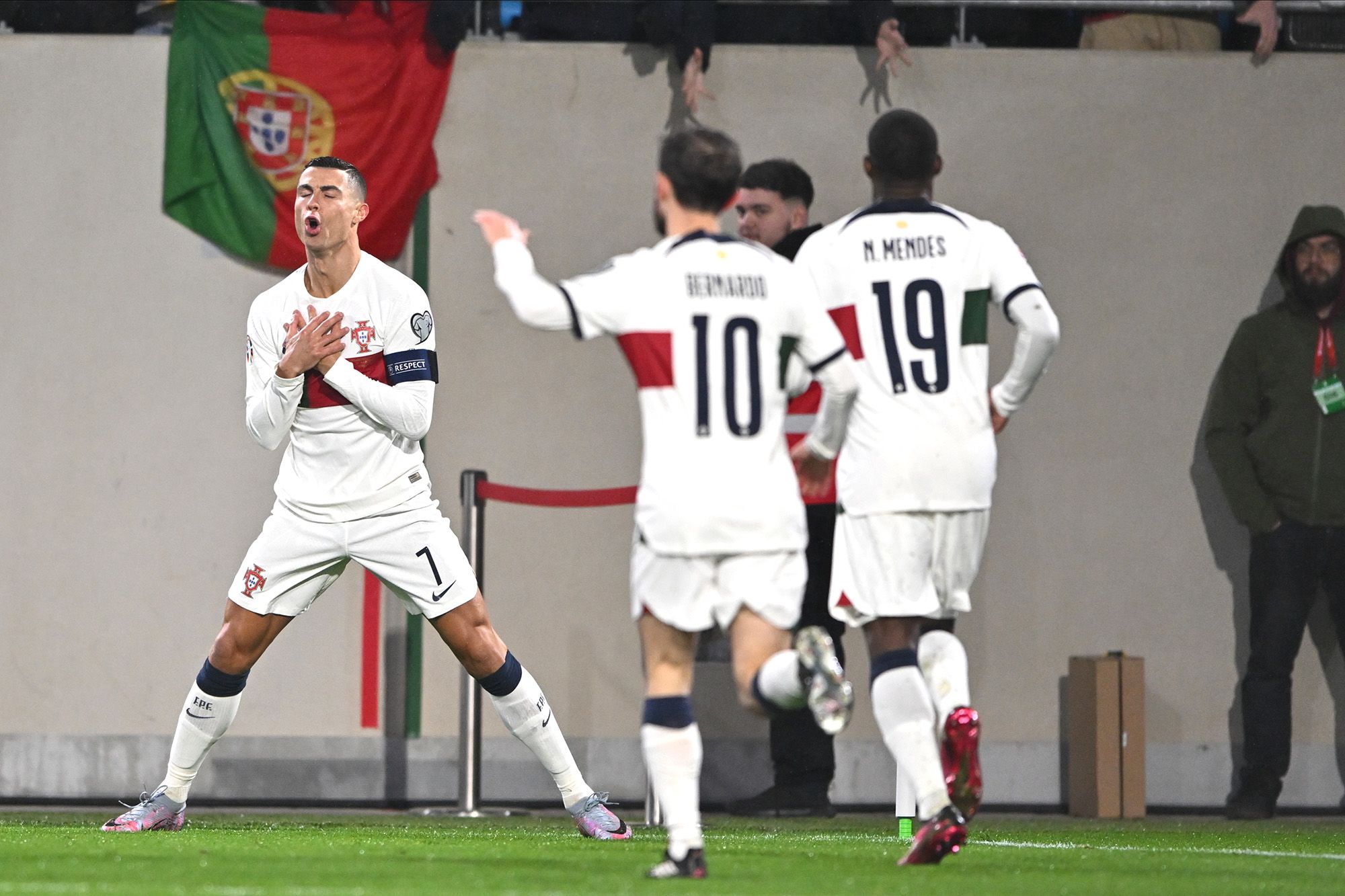 Cristiano Ronaldo of Real Madrid celebrates following his team's 2-0 in  2023