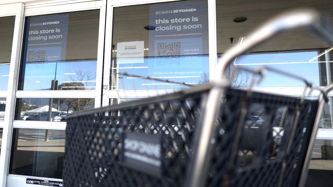 A store closing sign is posted on the front door of a closed Bed Bath and Beyond store on February 08, 2023 in Larkspur, California. One week after home retailer Bed Bath and Beyond announced plans to close 87 of its stores the company added 150 stores to that list of closures in an effort to stave off bankruptcy. 