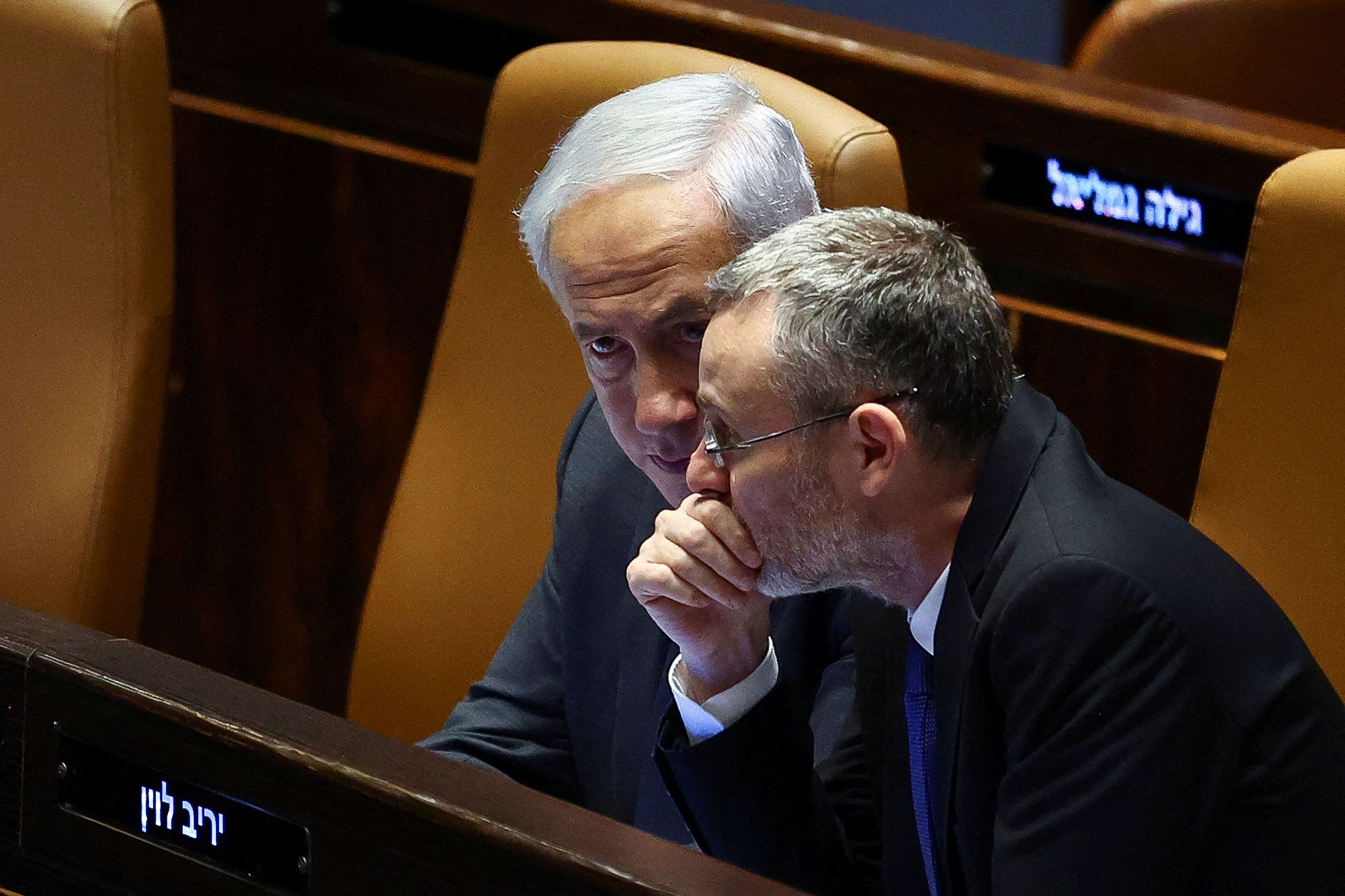 Israeli Prime Minister Benjamin Netanyahu attends a meeting at the Knesset on March 27.