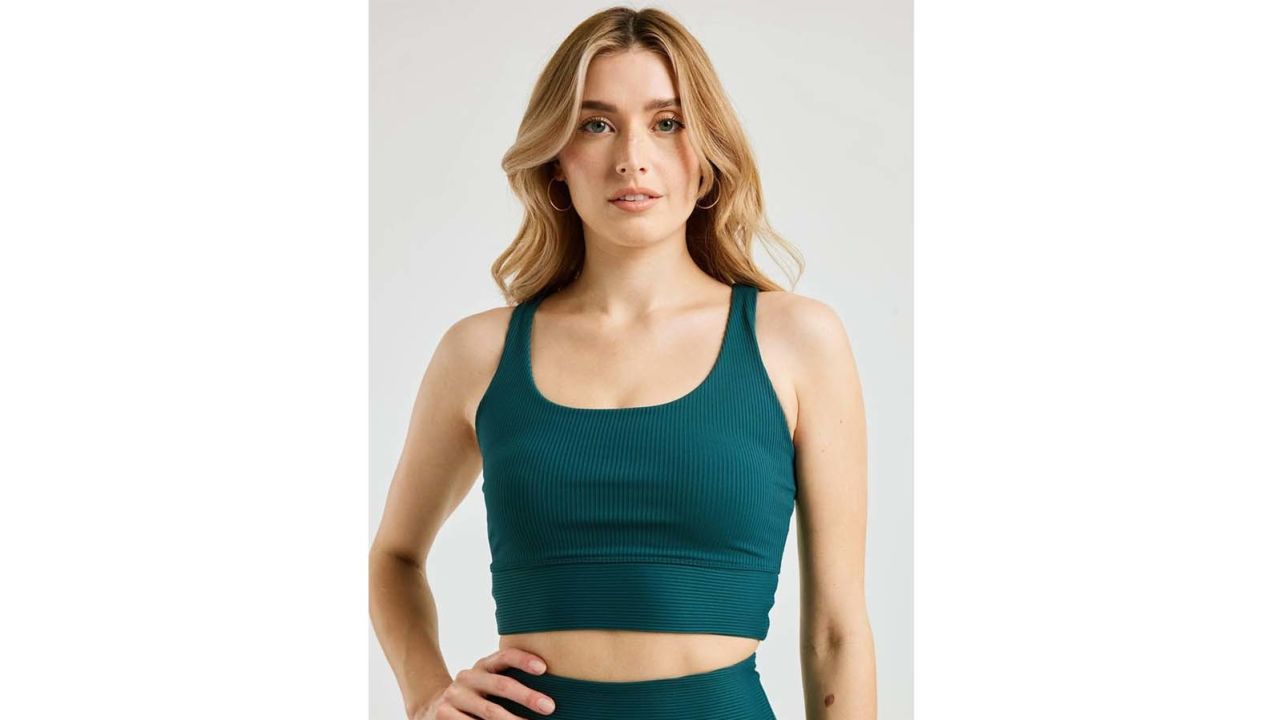 Off Shoulder Ribbed Sports Bra (Autumn Green) – Fitness Fashioness