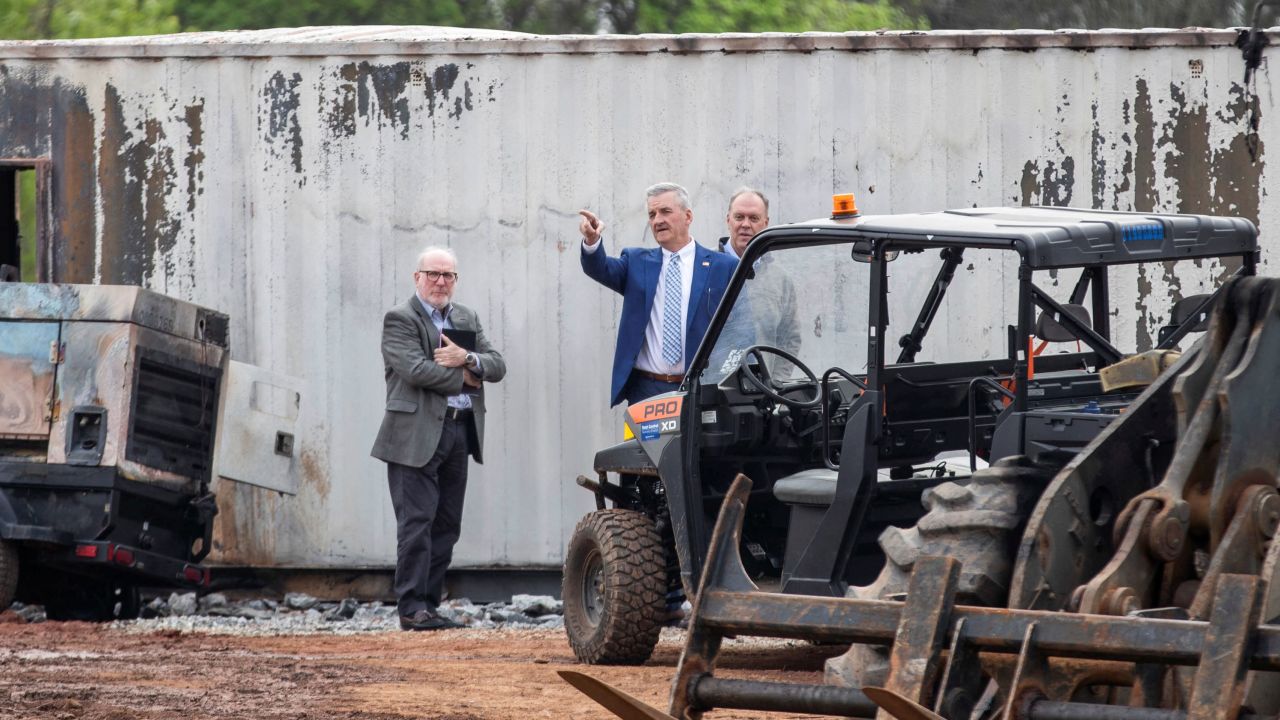 Atlanta Police Foundation President and CEO Dave Wilkinson surveys the damage from protests at the site of the proposed Atlanta Public Safety Training Facility in Atlanta on March 6.
