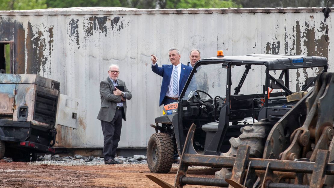 Atlanta Police Foundation President and CEO Dave Wilkinson surveys the damage from protests at the site of the proposed Atlanta Public Safety Training Facility in Atlanta on March 6.