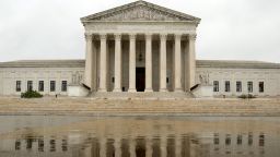 A general view of the U.S. Supreme Court building in the rain the day before the start of the court's new term in Washington, DC, on October 2, 2022.