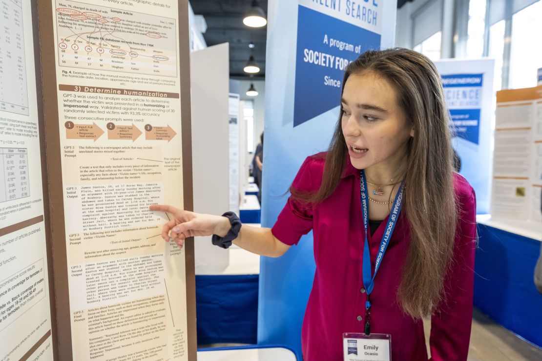 Ocasio's project won second place in the Regeneron Science Talent Search.