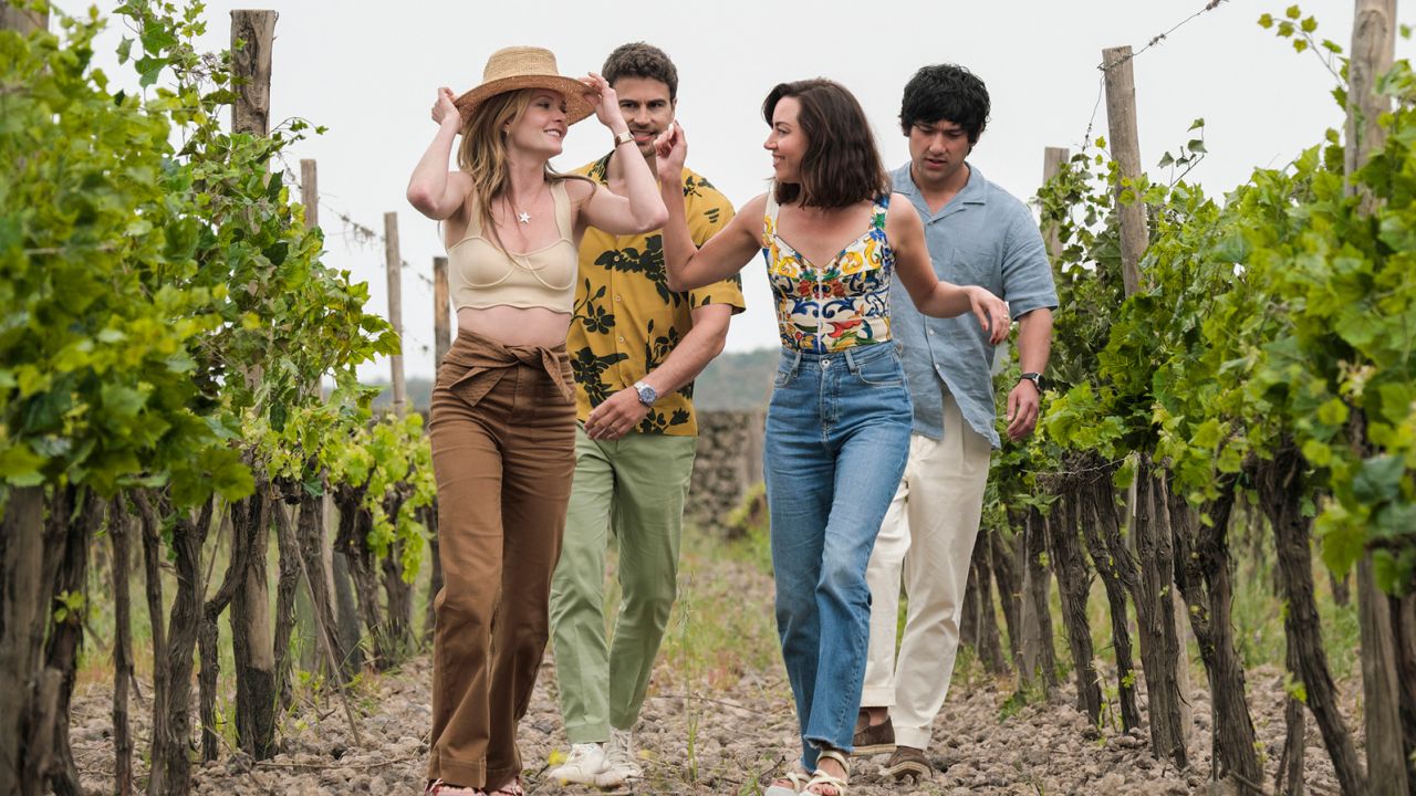 Meghann Fahy, Theo James, Aubrey Plaza, Will Sharpe in 'The White Lotus.'