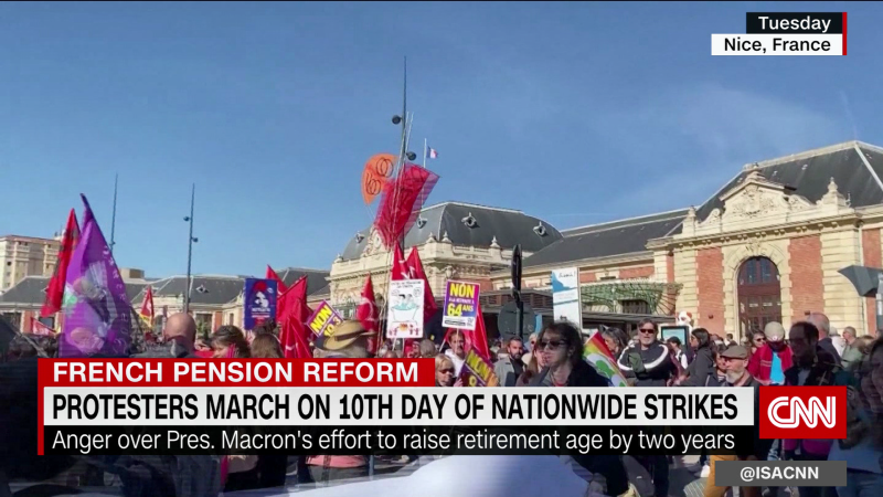 Protestors march in Paris on 10th day of nationwide strikes  | CNN