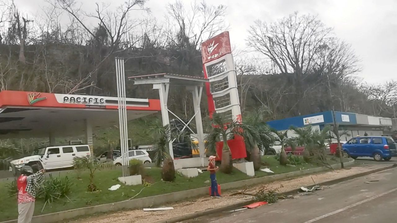 Damage in the aftermath of Category 4 Cyclone Kevin in Port Vila, Vanuatu, on March 4, 2023. 