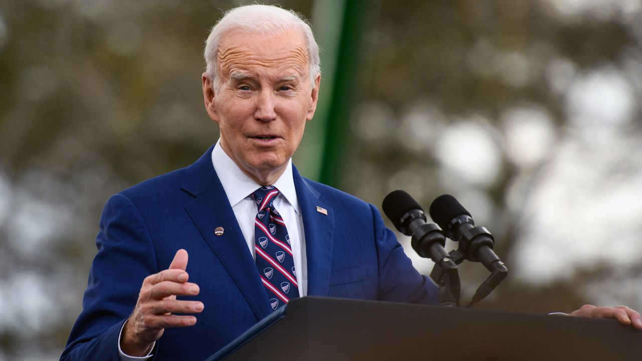 President Joe Biden speaks during a visit to Wolfspeed, a semiconductor manufacturer, as he kicks off his Investing in America Tour on March 28, 2023, in Durham, North Carolina. 