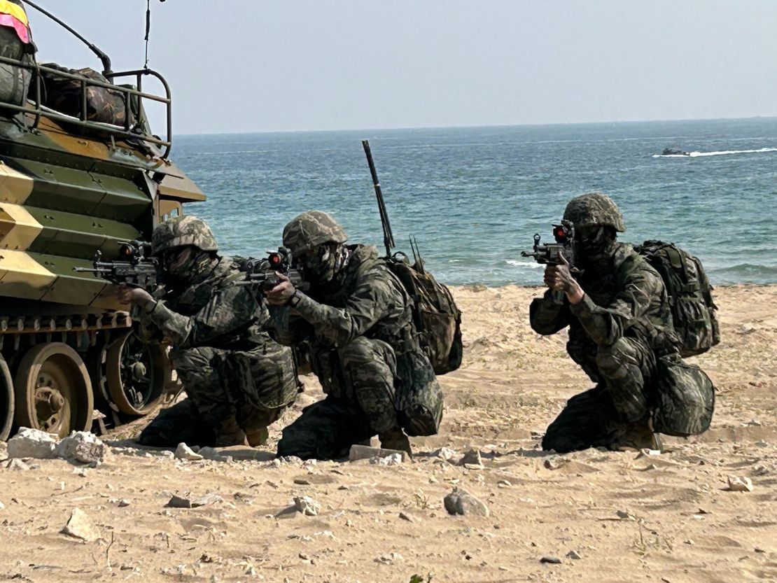 US and South Korean troops take part in Exercise Ssang Yong in Pohang, South Korea, on March 29.