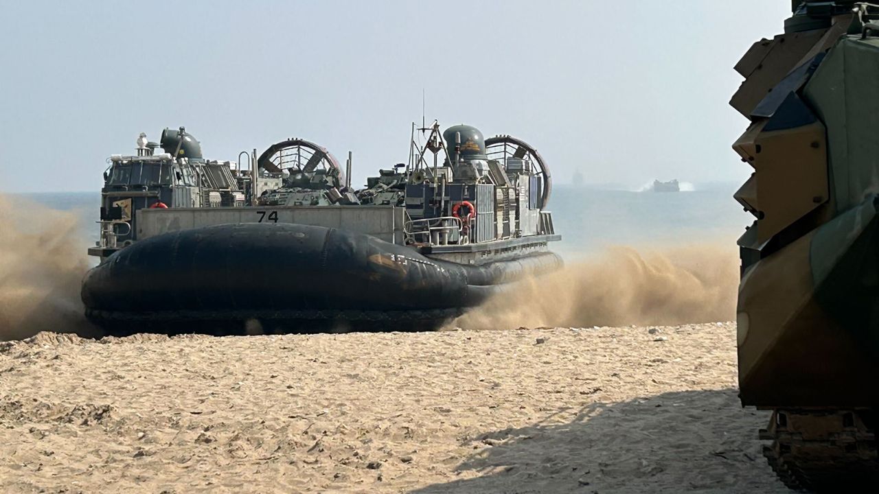 US and South Korean troops take part in Exercise Ssang Yong in Pohang, South Korea, on March 29.