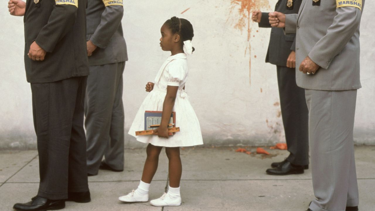 A scene from the 1998 film "Ruby Bridges" shows actress Chaz Monet as Ruby. 