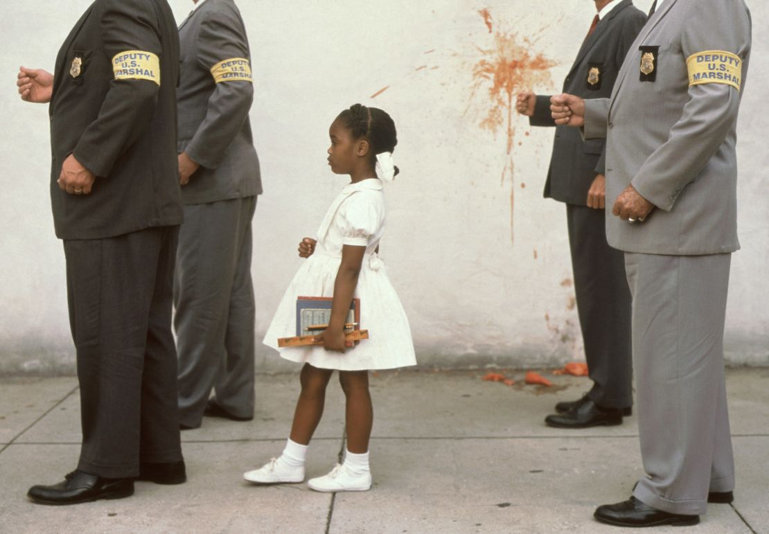 A scene from the 1998 film "Ruby Bridges" shows actress Chaz Monet as Ruby. 