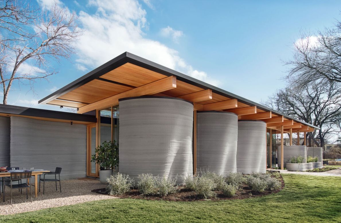 New 3D-printed buildings are popping up across the world. ICON, a Texas-based 3D-construction company, has masterminded several 3D-printed home projects, such as House Zero, pictured here.