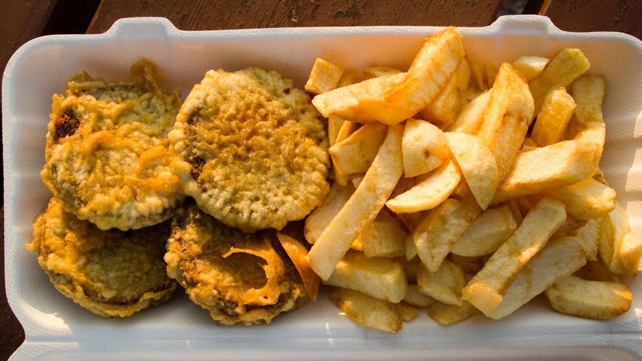 Deep-fried haggis is often a staple of Scottish fish and chip shops.