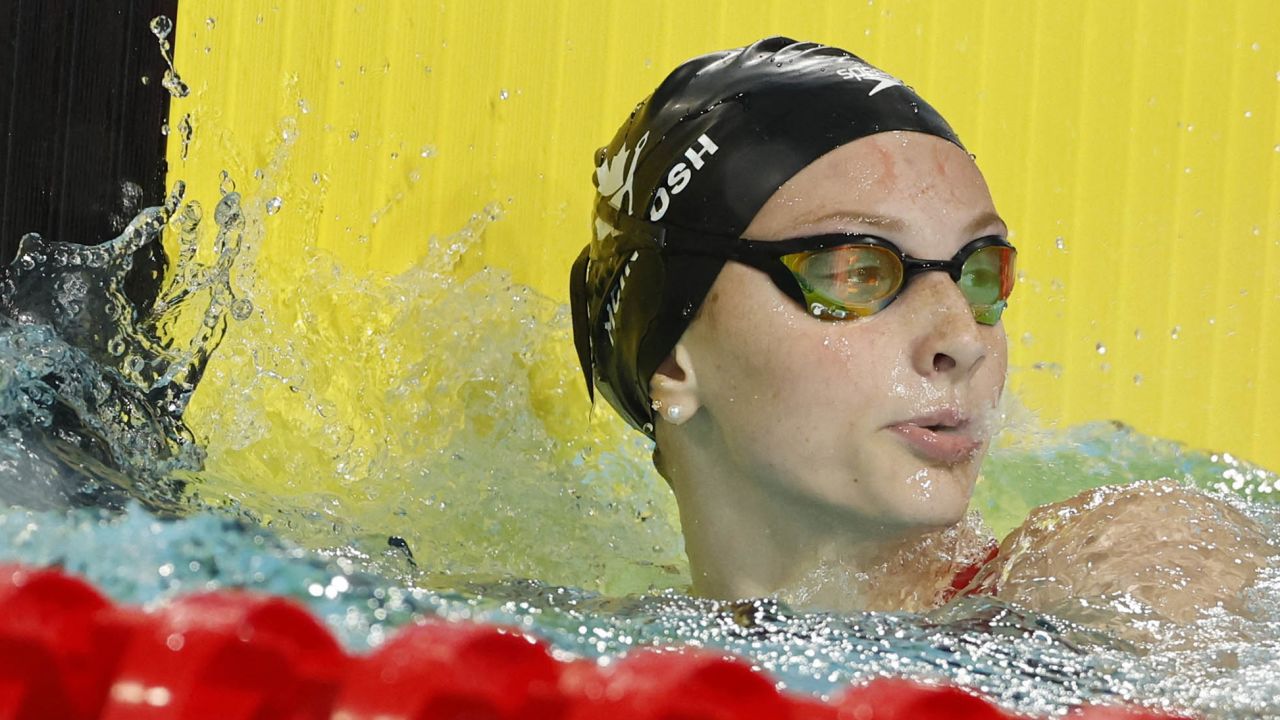 Canada's Summer McIntosh -- pictured after winning gold in the Women's 200m Individual Medley during the Commonwealth Games in August 2022 -- broke a world record Tuesday.