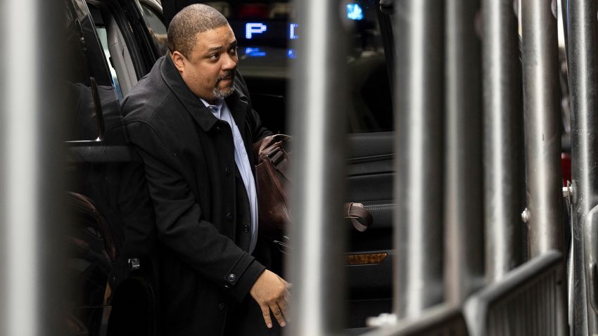 Manhattan District Attorney Alvin Bragg arrives at the District Attorney's office in New York, Tuesday, March. 28, 2023.