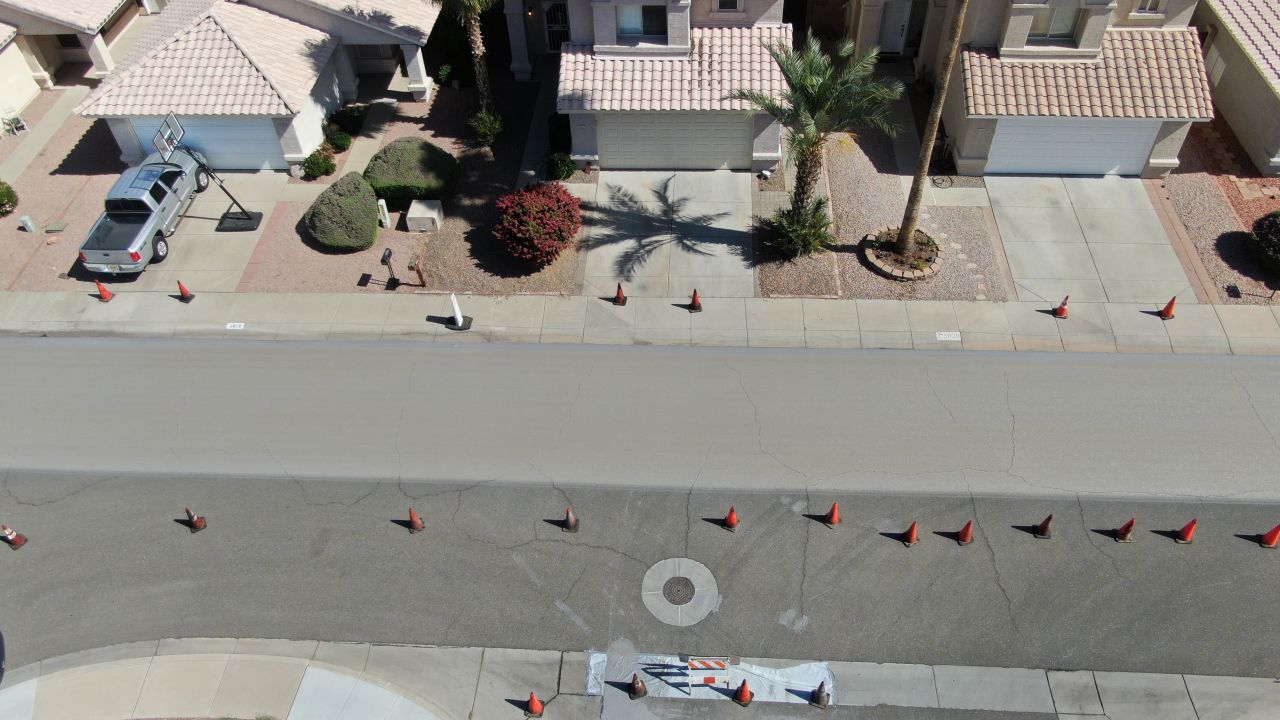 Cool pavement treatment applied to a Phoenix street.