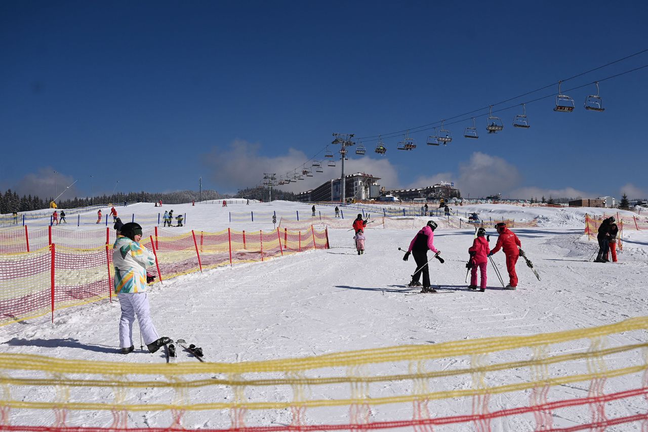 The Ukrainian ski resort of Bukovel lies about 640 kilometers southwest of Ukraine, in the Carpathian mountains.