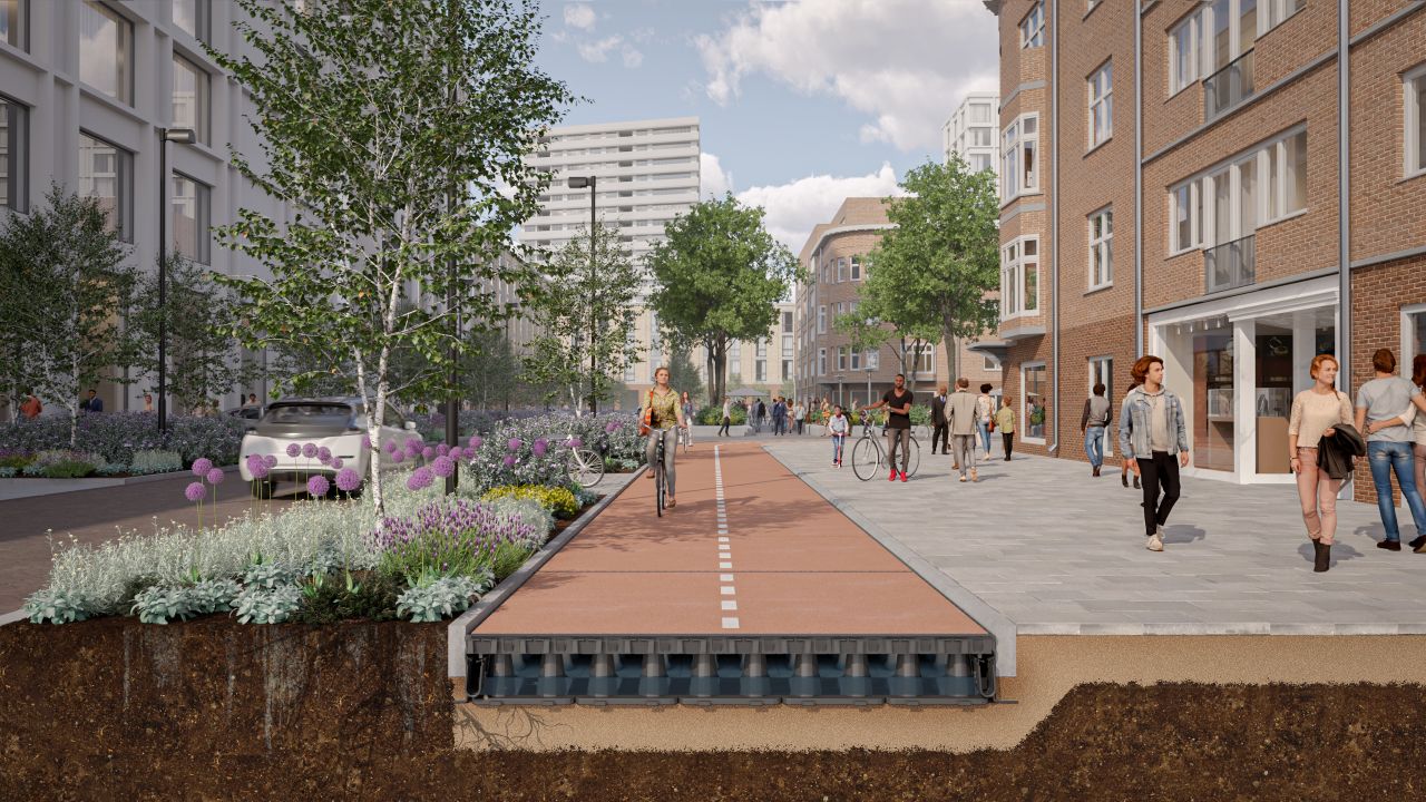 As populations rise and cities become denser, demand for smarter, more sustainable streets will grow along with them. From AI sensors to roads that charge vehicles as they drive, urban infrastructure is about to get a lot more innovative. Pictured here in a rendering, PlasticRoad, based in the Netherlands, is using "jigsaw" roads that can be quickly assembled and disassembled.