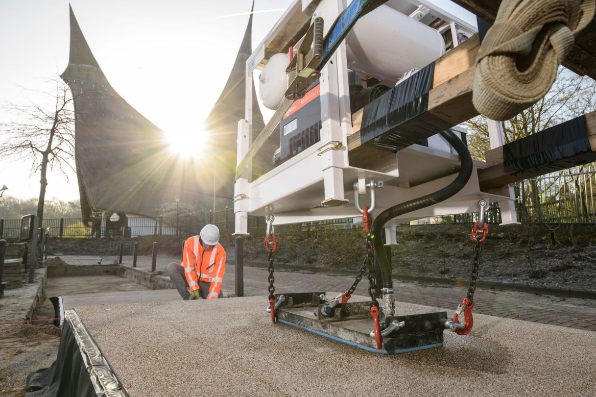PlasticRoad's building blocks are made from recycled plastic and fit together like puzzle pieces.