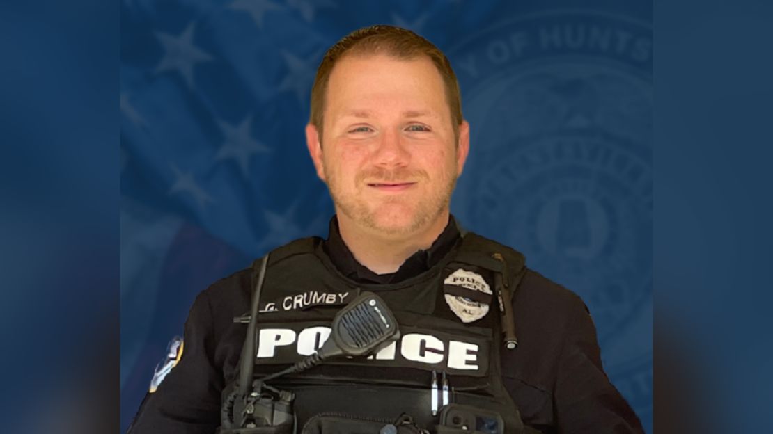 Officer Garrett Crumby died after being shot by the suspect.