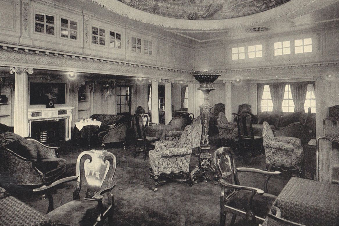 <strong>On board the Laconia: </strong>This six-month voyage included stop overs in Japan, Singapore, Egypt and India and traversed the Suez and Panama Canals. Here's a glimpse inside the ship, at the lounge.