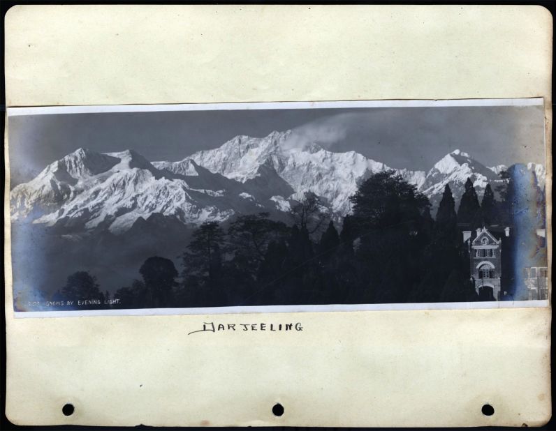 <strong>Travel photos:</strong> Eleanor and Claudia were both keen photographers, and documented their experiences on film. Here's a page from Eleanor's diary featuring a photograph of Darjeeling, India.