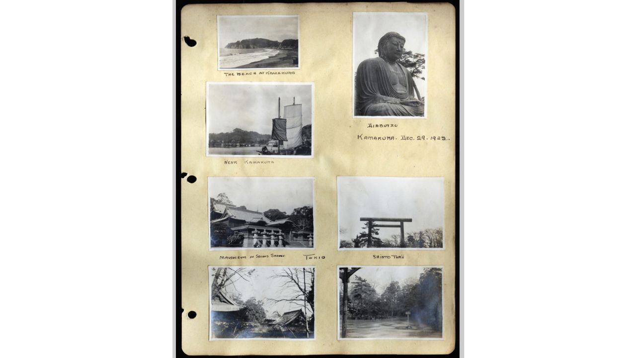 Another page from Eleanor Phelps' scrapbook, featuring photographs she took in Japan.