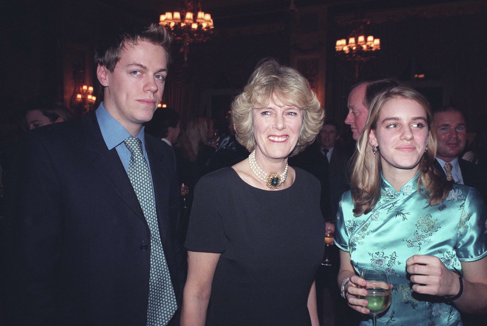 Camilla attends an event in 1996 with her children, Tom and Laura.