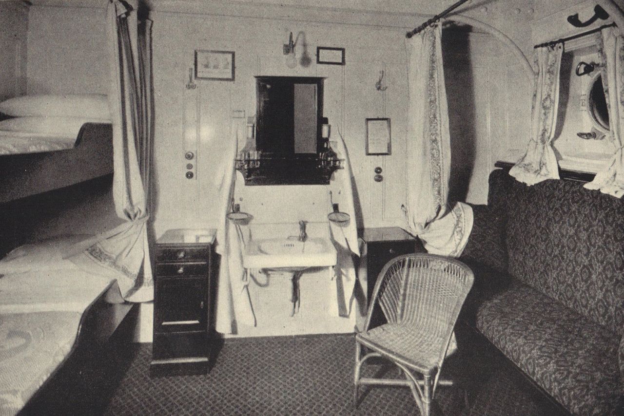 A glimpse inside one of the SS Laconia's passenger cabins. 