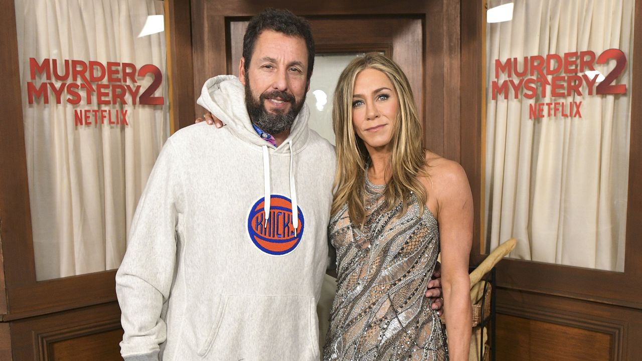 Adam Sandler and Jennifer Aniston attend the Netflix Premiere of Murder Mystery 2 on March 28 in Los Angeles, California. 