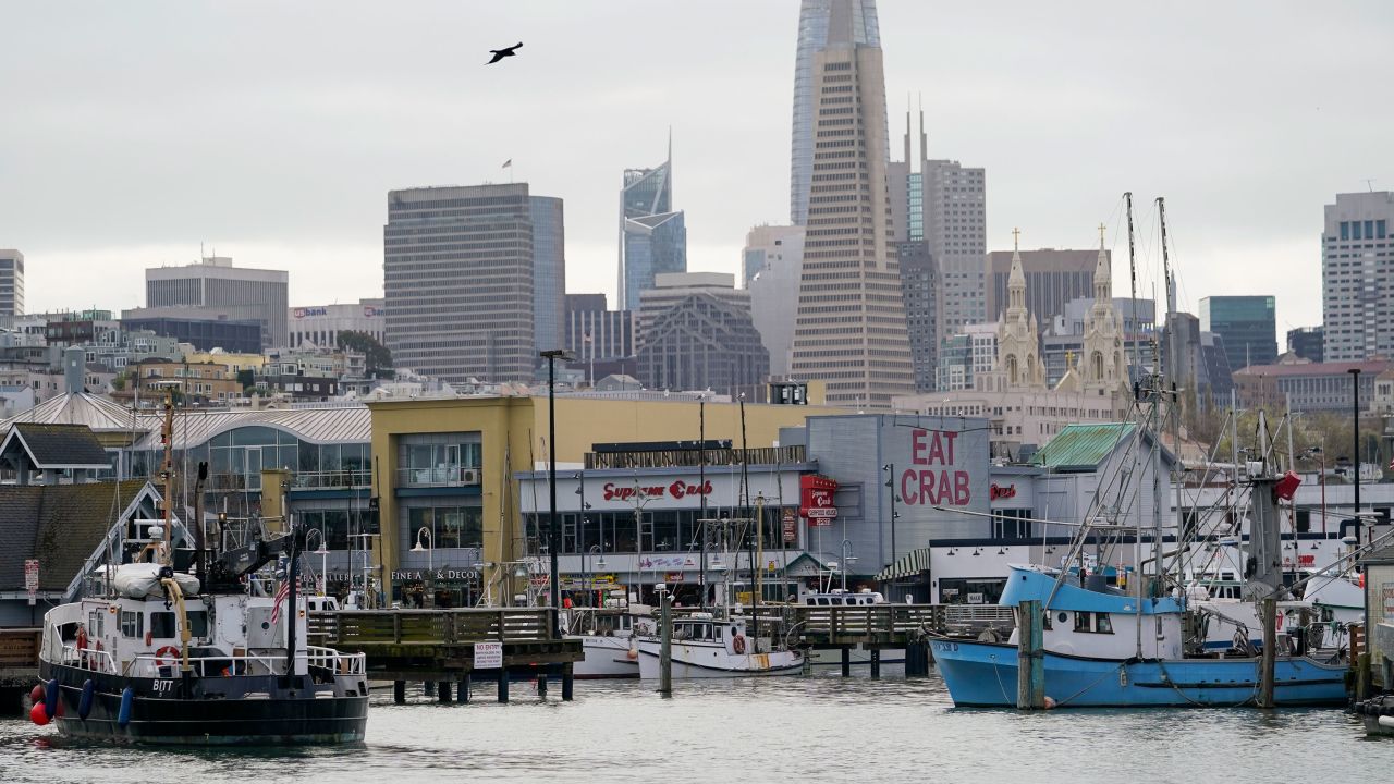 Fishing boats are docked at Pier 45 in San Francisco on March 20, 2023.