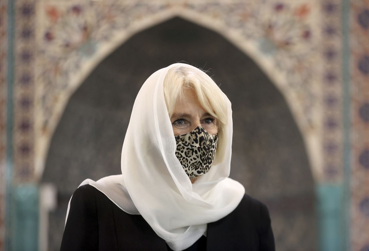 Camilla visits the Wightman Road Mosque in London in April 2021.