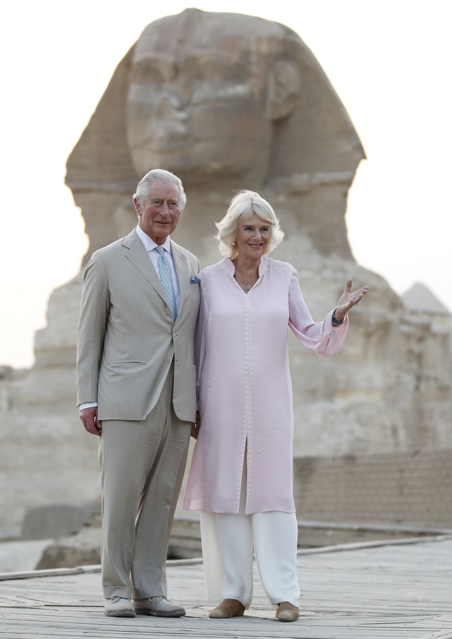 Charles and Camilla pose in front of the Sphinx in Egypt in November 2021.