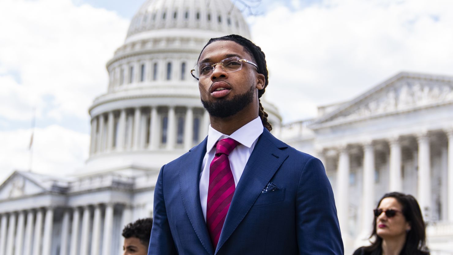 Buffalo Bills safety Damar Hamlin spoke on Capitol Hill on Wednesday in support of the Access to AEDs Act.