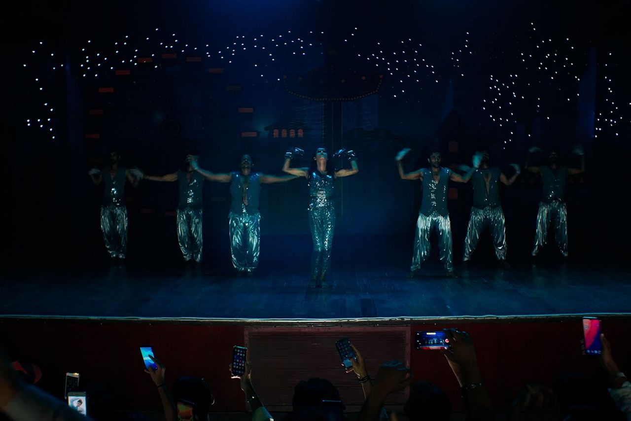 A scene from "Joyland." The production shot inside a real theater and utilized as many as 500 extras to fill the room.