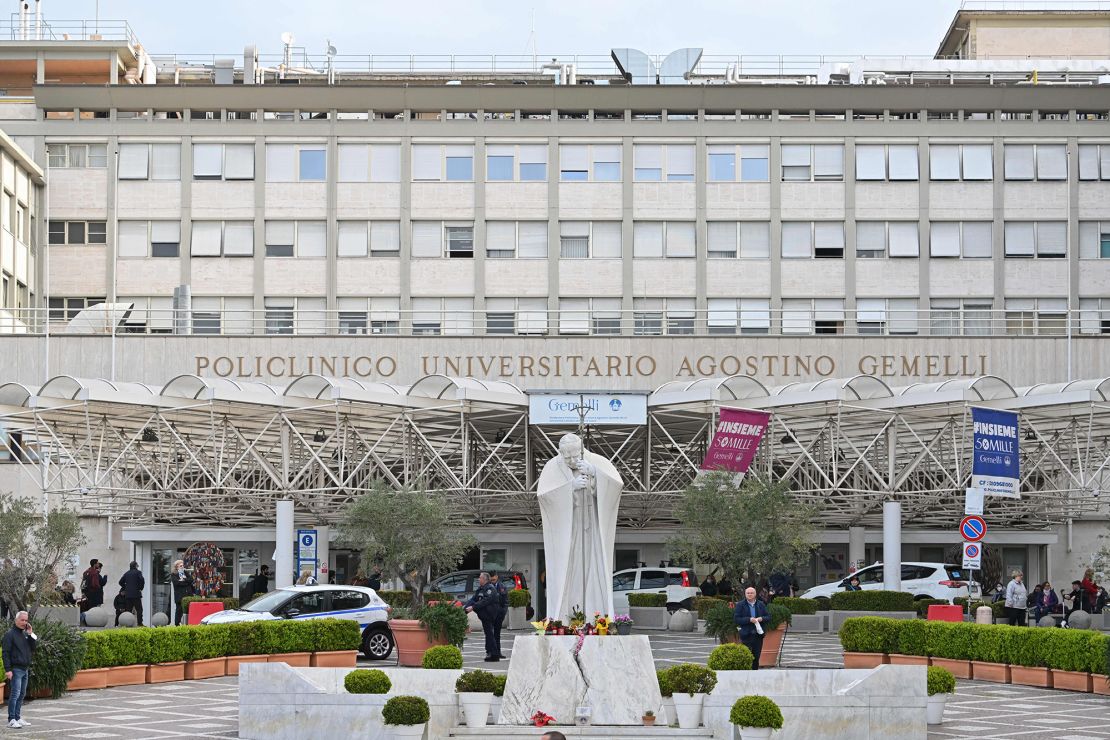 Francis was admitted to Gemelli hospital in Rome, pictured on March 30, 2023, on Wednesday, where he is undergoing treatment of a respiratory infection.