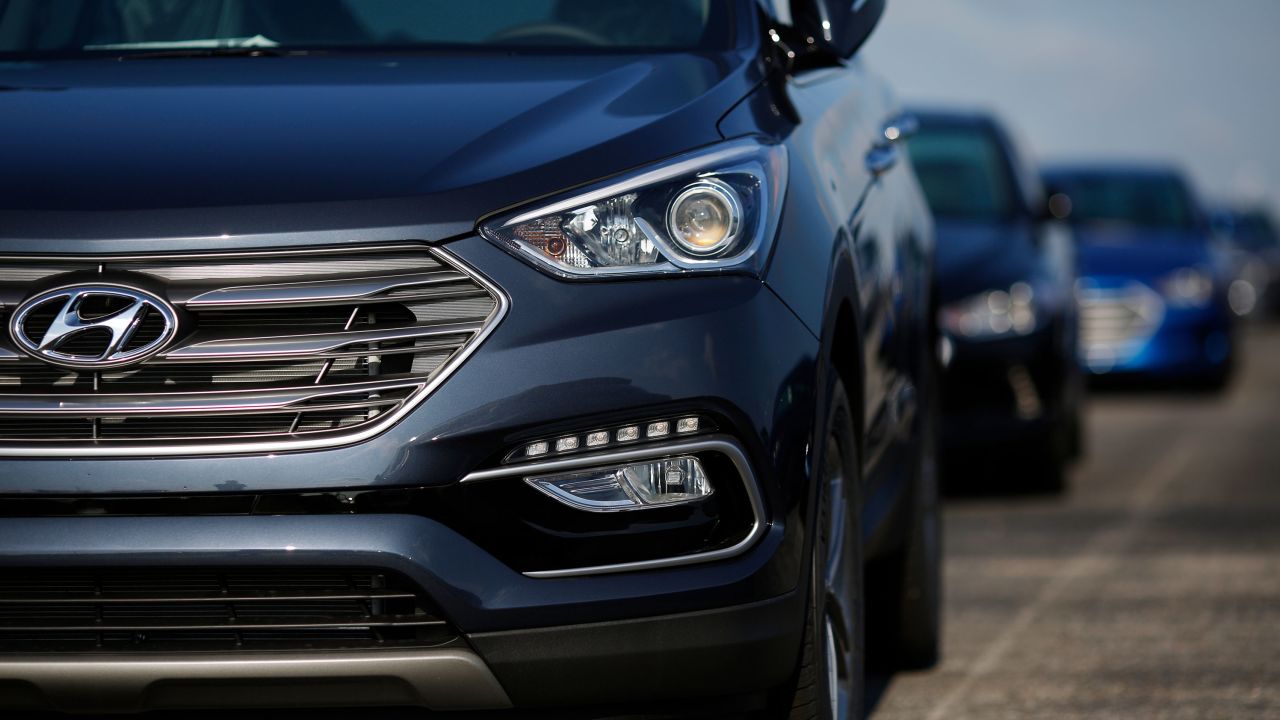 A new Hyundai Motor Co. Santa Fe sports utility vehicle (SUV) sits parked before being shipped to a dealership from the Hyundai Motor Manufacturing Alabama (HMMA) facility in Montgomery, Alabama, U.S., on Wednesday, July 19, 2017. The U.S. Census Bureau is scheduled to release durable goods figures on July 27. Photographer: Luke Sharrett/Bloomberg via Getty Images