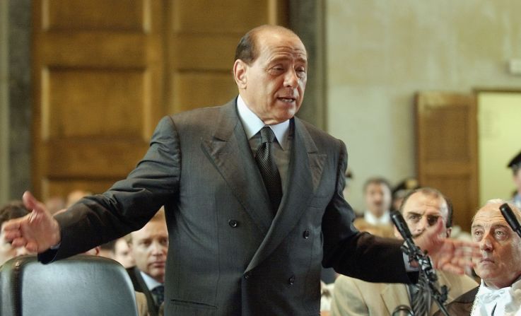 Berlusconi addresses a court in Milan in June 2003. He was defending himself against corruption charges linked to his media company.