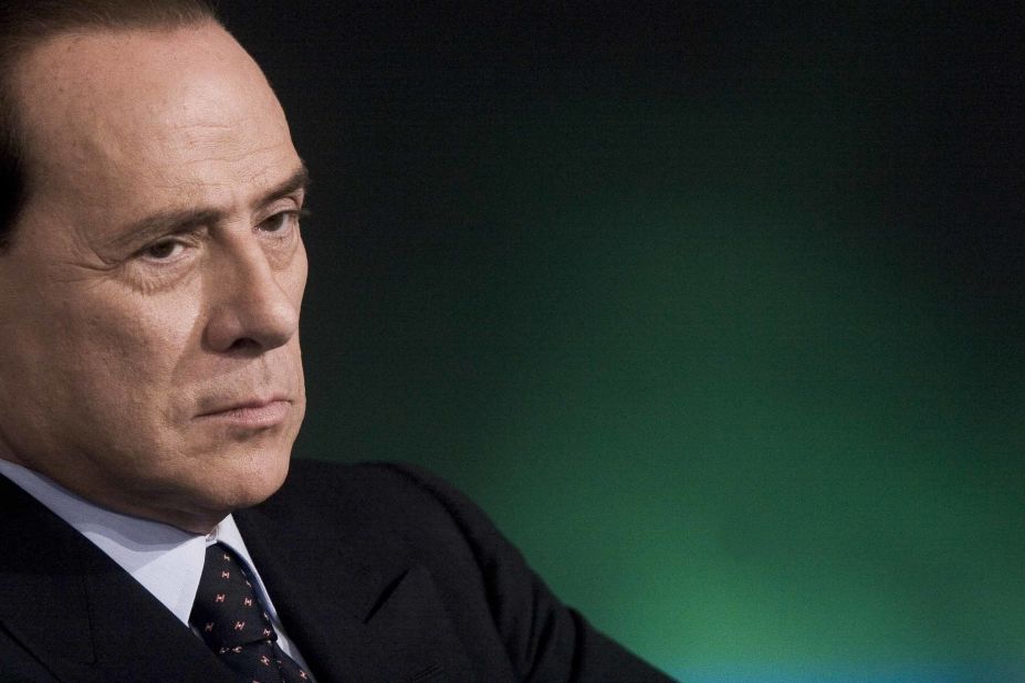 Former Italian Prime Minister Silvio Berlusconi attends a political debate show in February 2008.