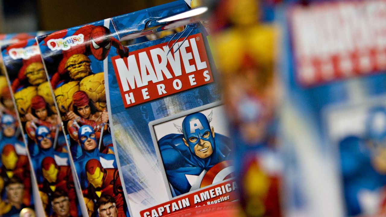A Marvel Heroes frisbee sits on display at Midtown Comics in New York, U.S., on Monday, Aug. 31, 2009. 