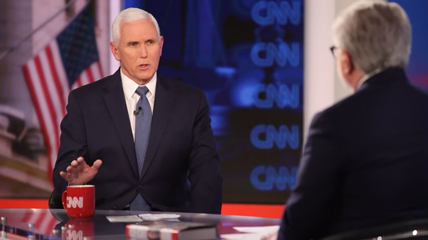Former Vice President Mike Pence is interviewed by CNN's Wolf Bitzer on Thursday, March 30.