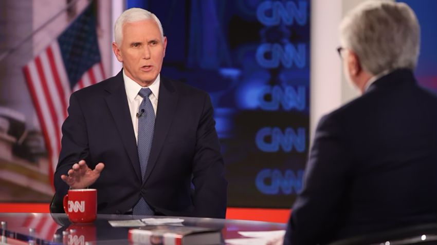 Former Vice President Mike Pence is interviewed by CNN's Wolf Bitzer on Thursday, March 30. 