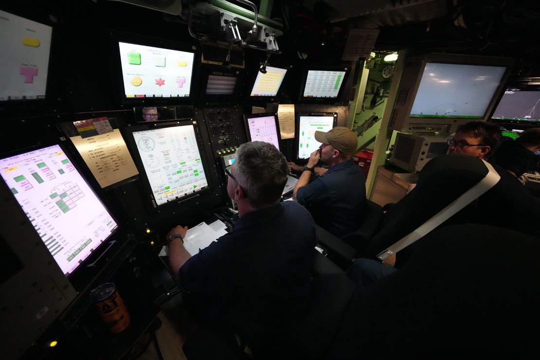 The control room of the USS Mississippi, a US Navy fast-attack submarine