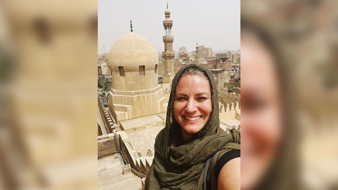 James at the Ibn Tulun mosque in Cairo. "When I write about these places, I hope it builds a curiosity," she says.