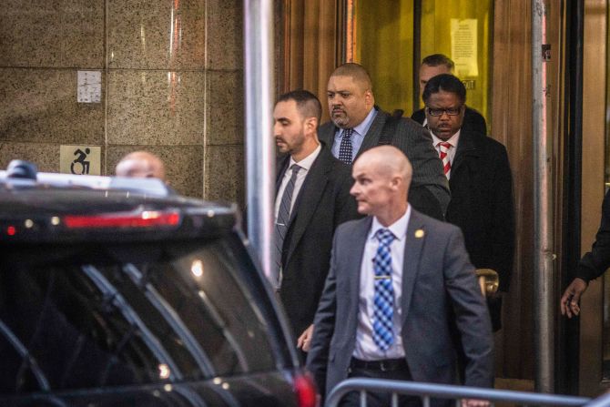 Bragg leaves the Manhattan Criminal Courthouse after the grand jury indicted Trump on March 30, 2023. The Manhattan district attorney had remained tight-lipped on the details of the Trump probe, which he inherited from his predecessor, Cy Vance, who began the investigation when Trump was still in the White House.
