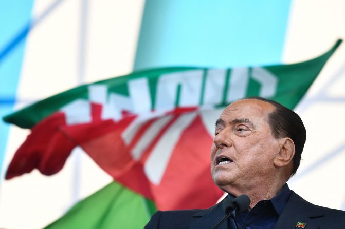 Berlusconi speaks during a rally in Rome in 2019.